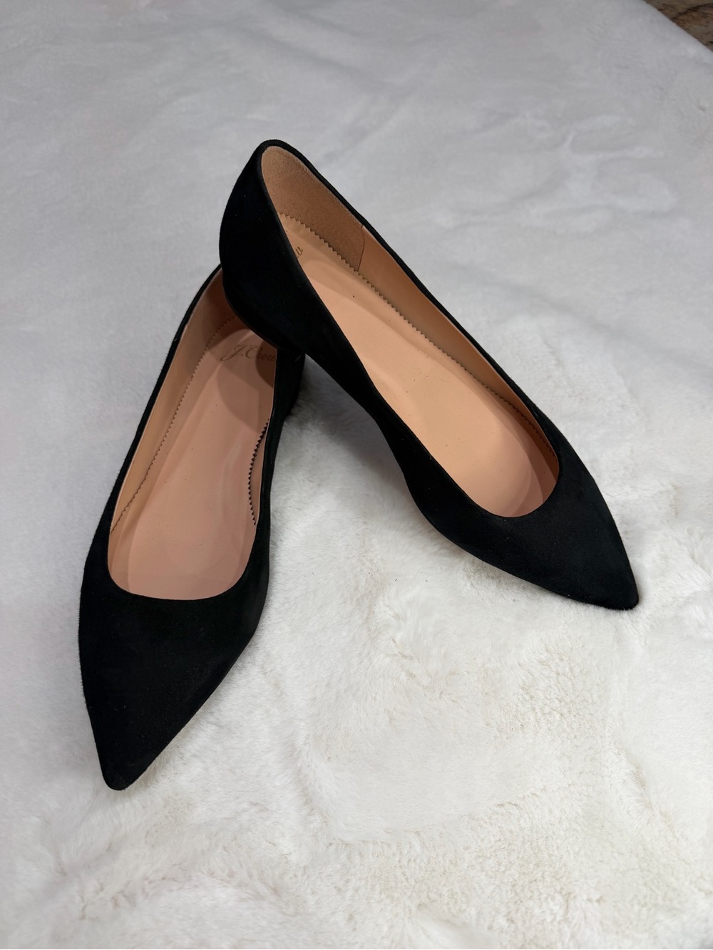J Crew Classic Black Suede Pointed Toe Women's Flats - Size 8